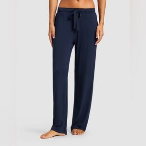 Cozy Earth Women's Bamboo Stretch-Knit Wide Leg Pant Navy Blue XL